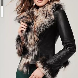 NWT! Retails $895 Overland Celestine Lambskin Leather Jacket w/ Fox Fur Trim! XS